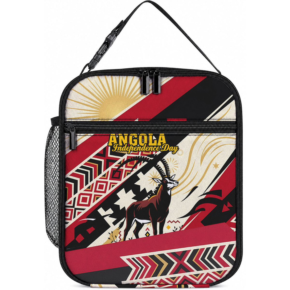 Angola Independence Day Antelope Lunch Bag Flag Coat Of Arms Geometric African