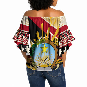 Angola Independence Day Antelope Off Shoulder Wrap Waist Top Flag Coat Of Arms Geometric African