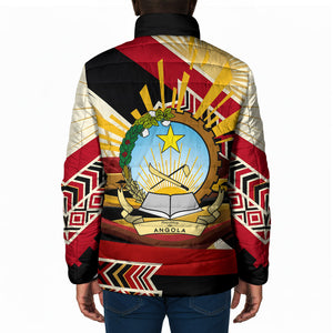 Angola Independence Day Antelope Padded Jacket Flag Coat Of Arms Geometric African