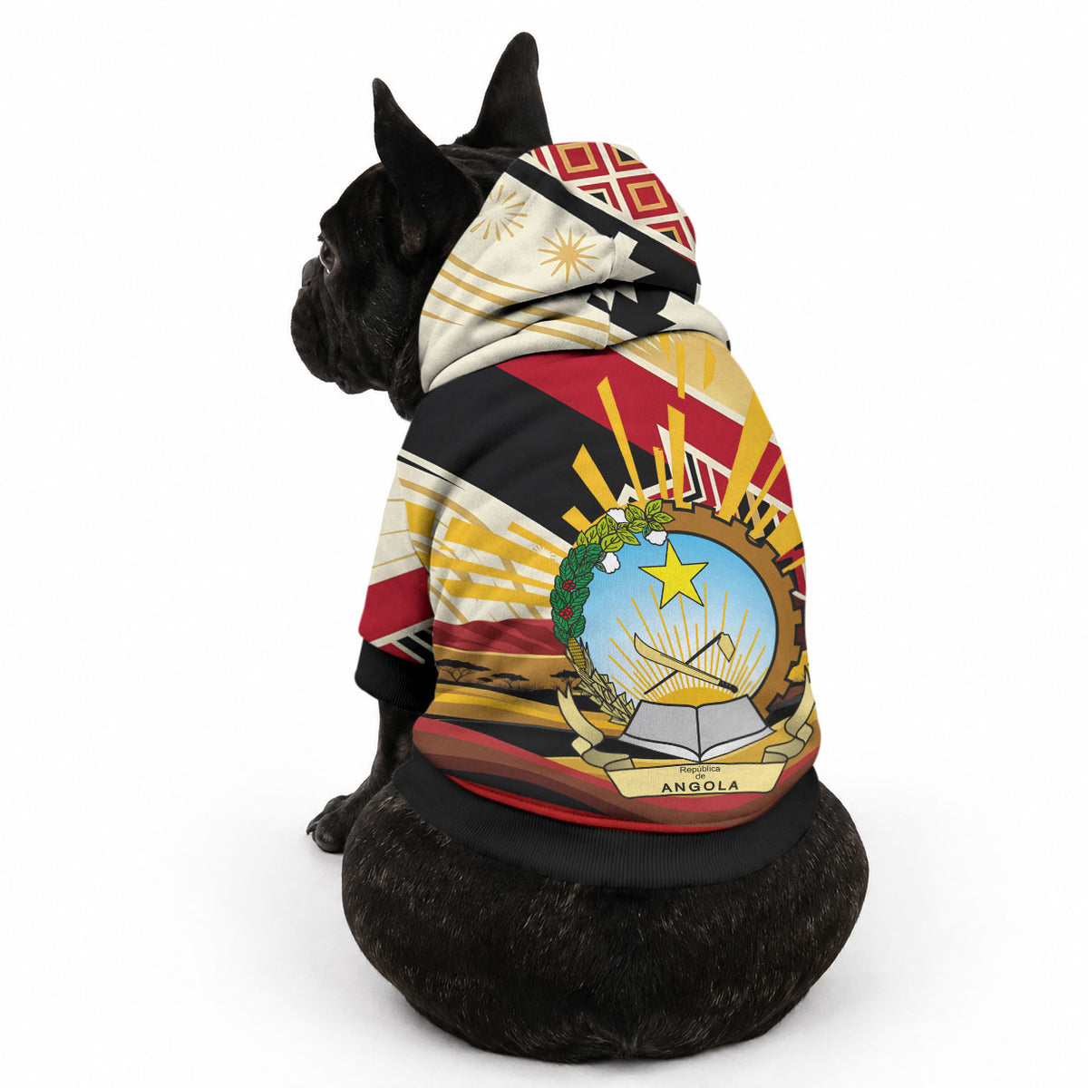 Angola Independence Day Antelope Pet Hoodie Flag Coat Of Arms Geometric African