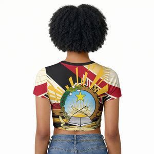 Angola Independence Day Antelope Raglan Cropped T shirt Flag Coat Of Arms Geometric African
