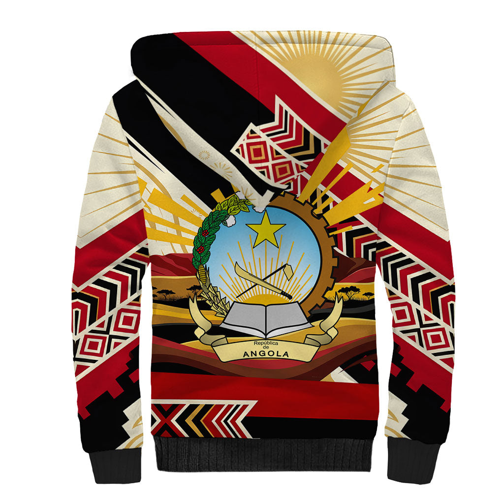 Angola Independence Day Antelope Sherpa Hoodie Flag Coat Of Arms Geometric African
