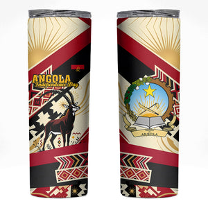 Angola Independence Day Antelope Skinny Tumbler Flag Coat Of Arms Geometric African