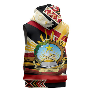 Angola Independence Day Antelope Sleeveless Zip Hoodie Flag Coat Of Arms Geometric African