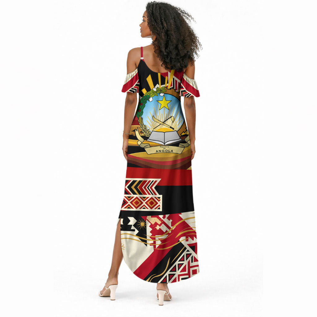 Angola Independence Day Antelope Summer Maxi Dress Flag Coat Of Arms Geometric African