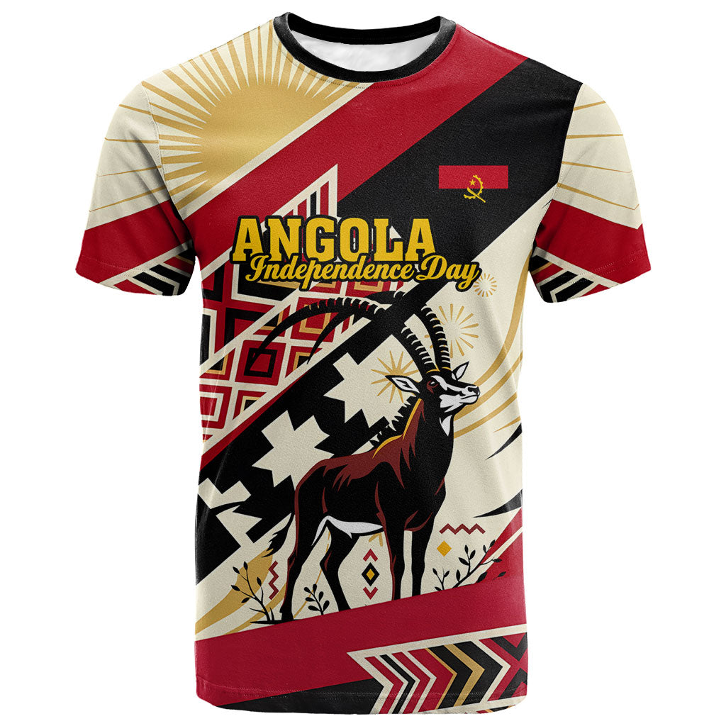 Angola Independence Day Antelope T shirt Flag Coat Of Arms Geometric African