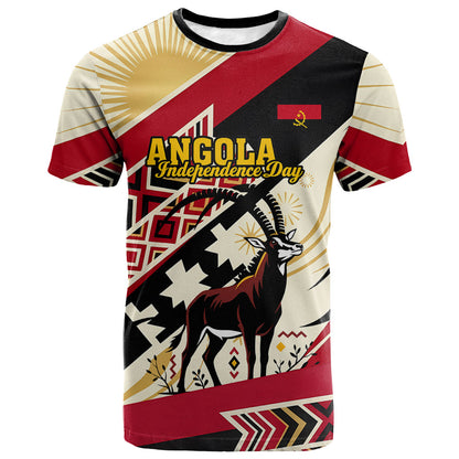 Angola Independence Day Antelope T shirt Flag Coat Of Arms Geometric African
