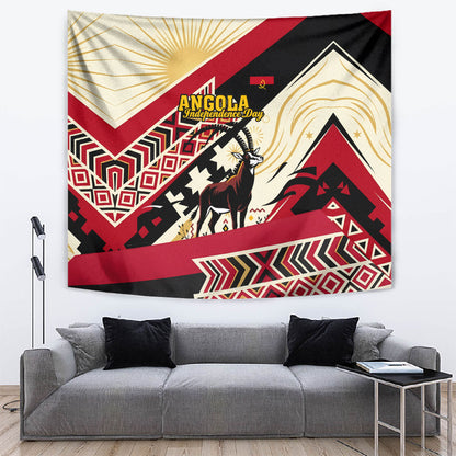 Angola Independence Day Antelope Tapestry Flag Coat Of Arms Geometric African