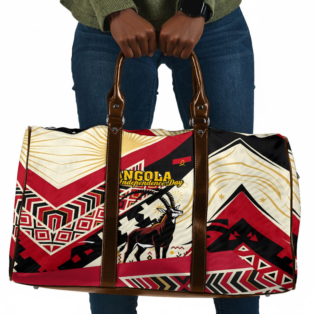 Angola Independence Day Antelope Travel Bag Flag Coat Of Arms Geometric African