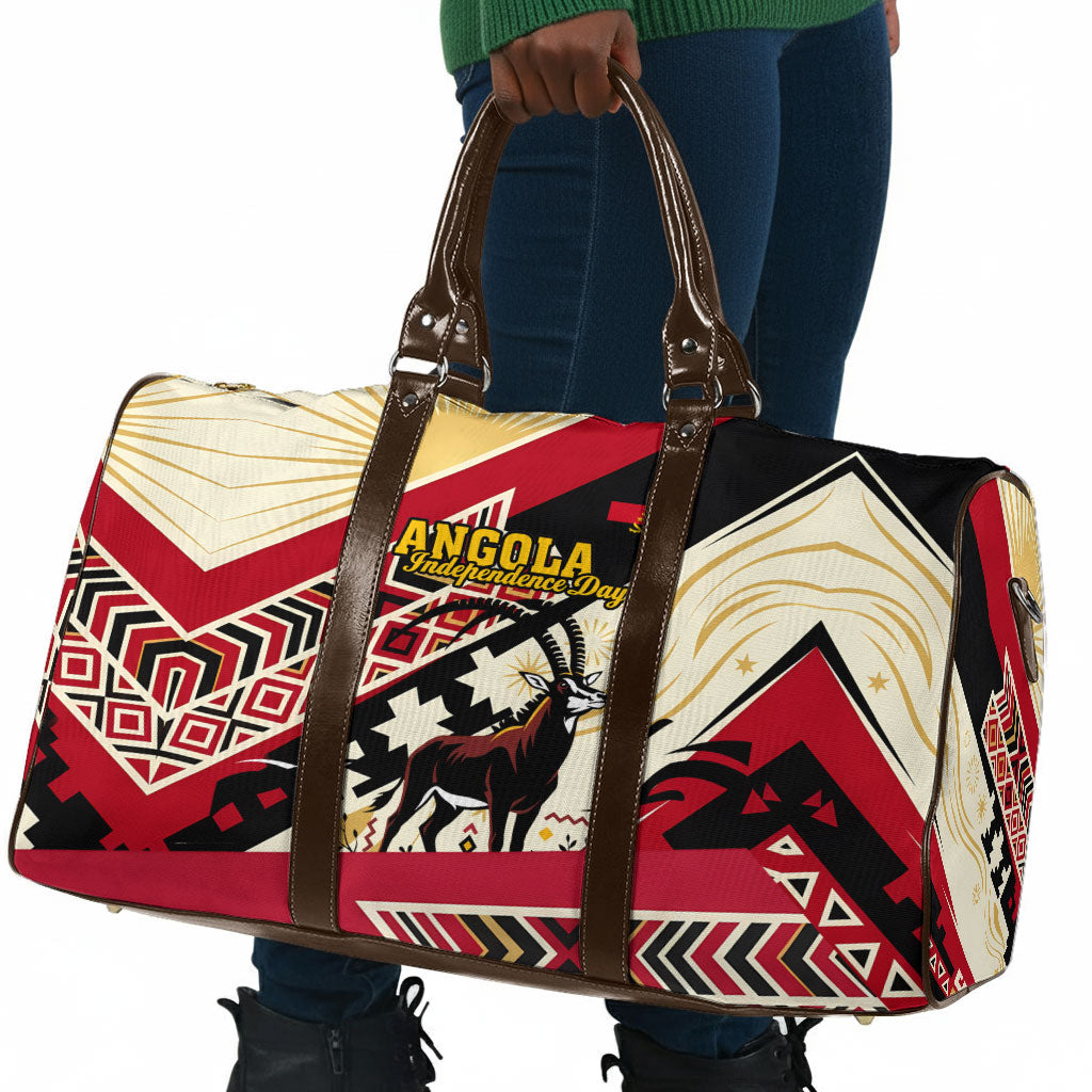 Angola Independence Day Antelope Travel Bag Flag Coat Of Arms Geometric African