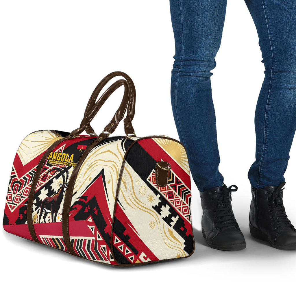 Angola Independence Day Antelope Travel Bag Flag Coat Of Arms Geometric African