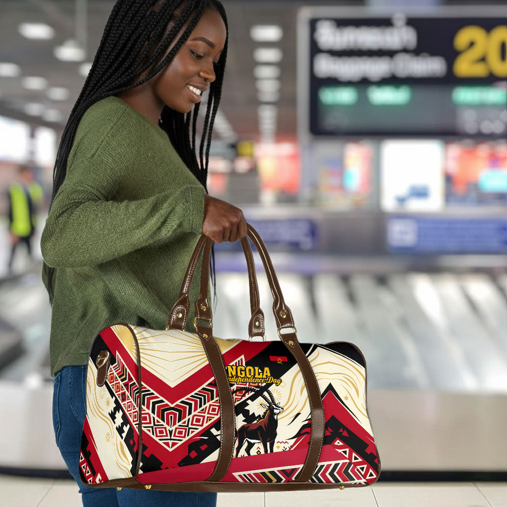 Angola Independence Day Antelope Travel Bag Flag Coat Of Arms Geometric African