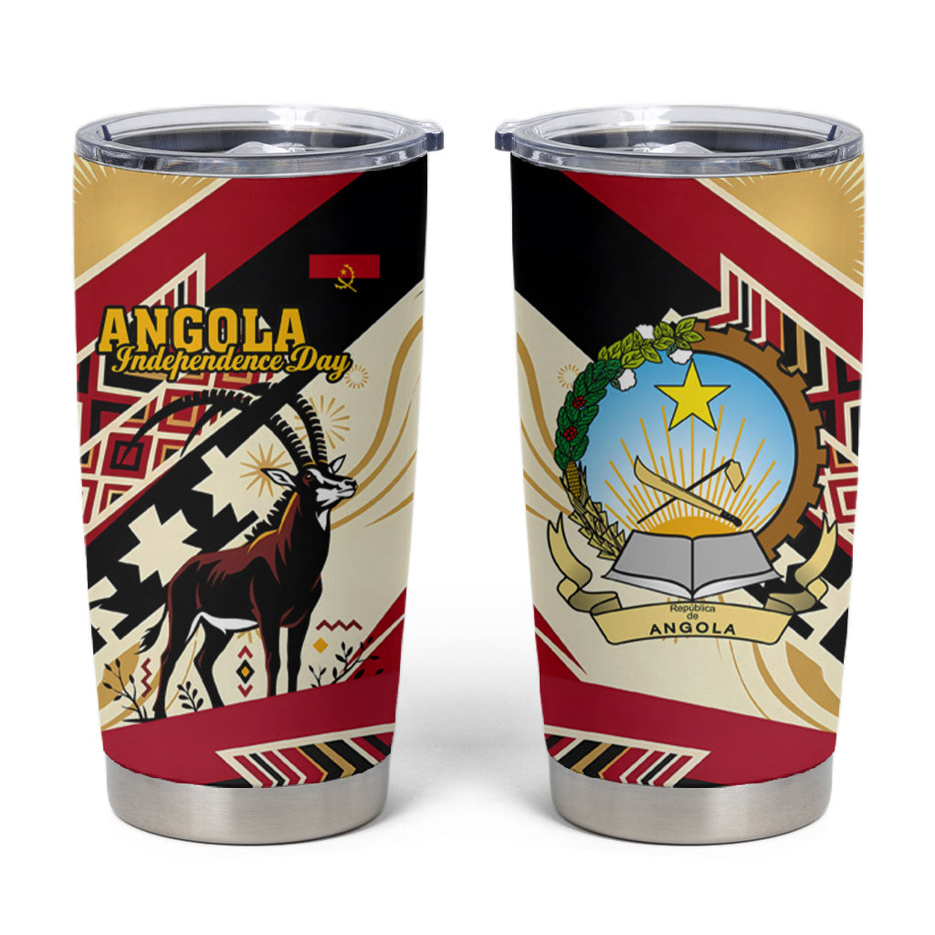 Angola Independence Day Antelope Tumbler Cup Flag Coat Of Arms Geometric African