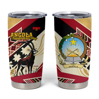 Angola Independence Day Antelope Tumbler Cup Flag Coat Of Arms Geometric African