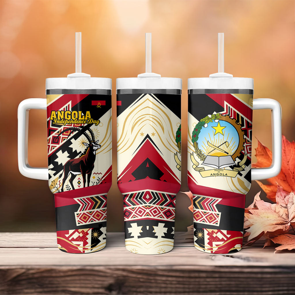 Angola Independence Day Antelope Tumbler With Handle Flag Coat Of Arms Geometric African