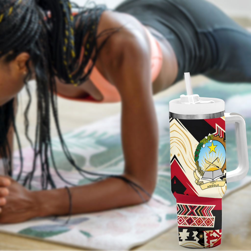Angola Independence Day Antelope Tumbler With Handle Flag Coat Of Arms Geometric African