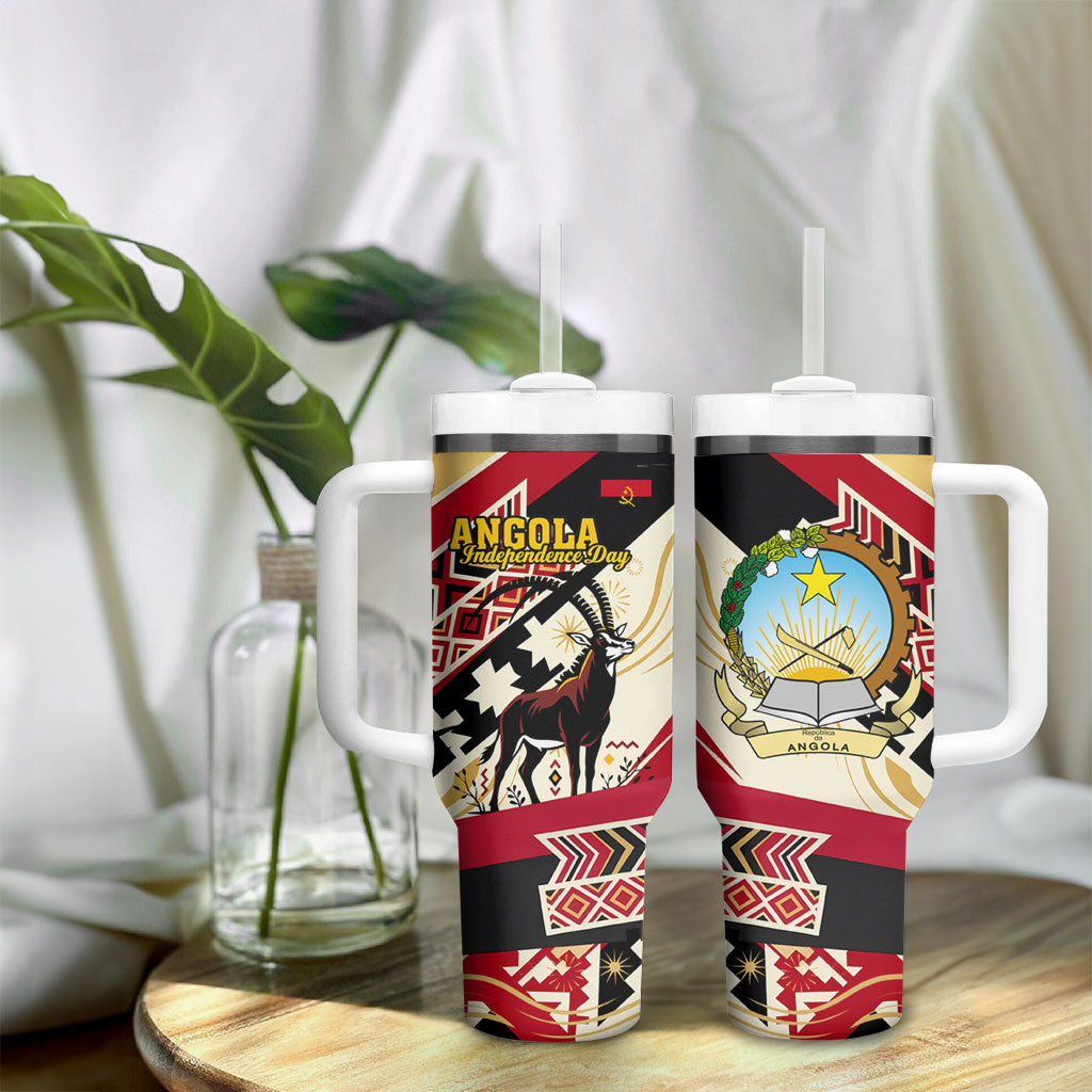 Angola Independence Day Antelope Tumbler With Handle Flag Coat Of Arms Geometric African