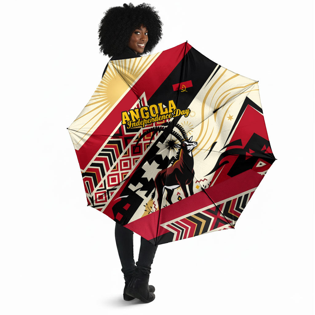 Angola Independence Day Antelope Umbrella Flag Coat Of Arms Geometric African