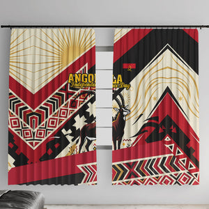 Angola Independence Day Antelope Window Curtain Flag Coat Of Arms Geometric African