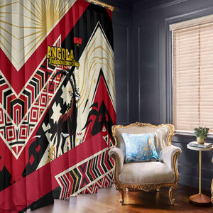 Angola Independence Day Antelope Window Curtain Flag Coat Of Arms Geometric African