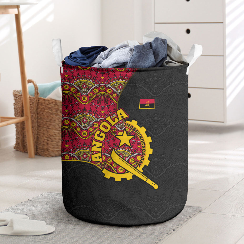 Angola Independence Day Laundry Basket Black Red Flag Coat Of Arms Tribal Geometric