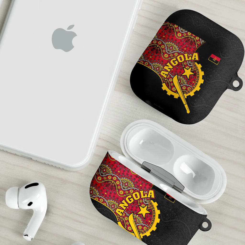 Angola Independence Day AirPods Case Black Red Flag Coat Of Arms Tribal Geometric
