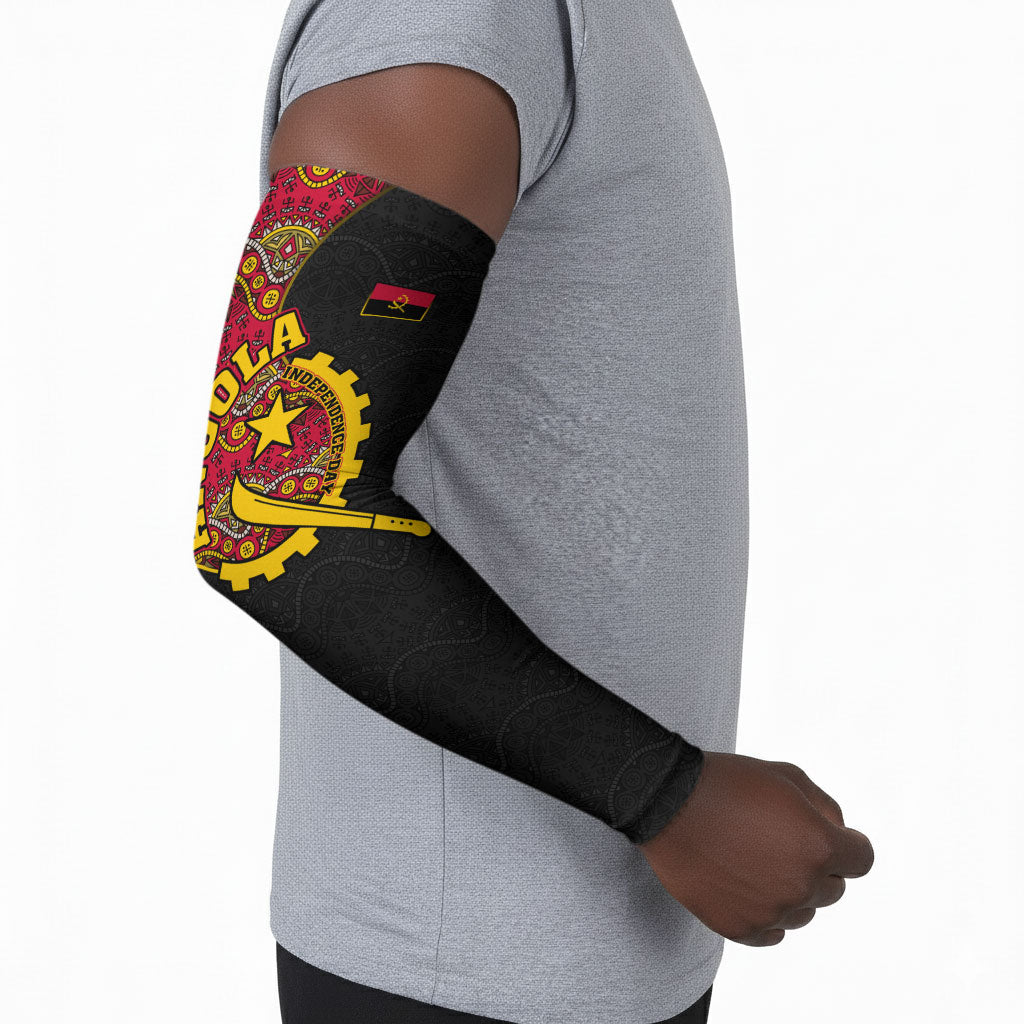 Angola Independence Day Arm Sleeves Black Red Flag Coat Of Arms Tribal Geometric