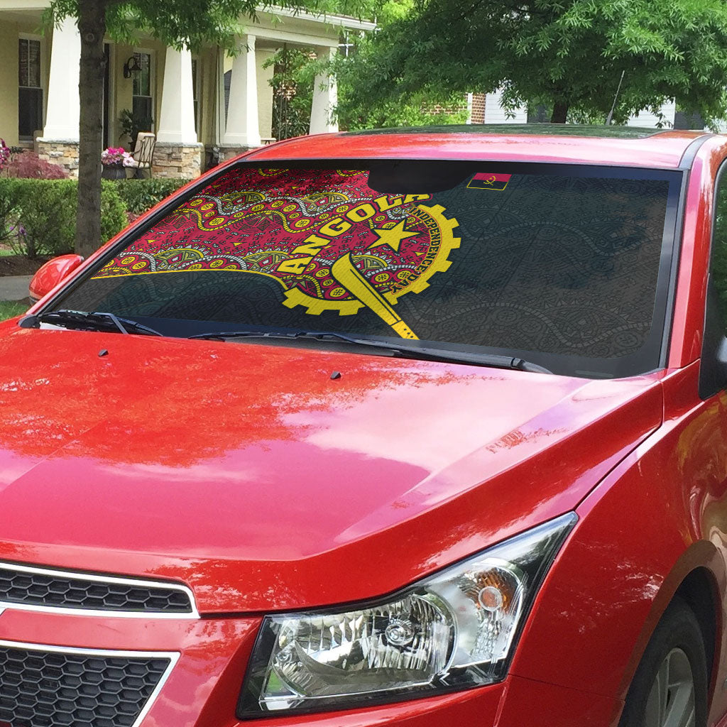 Angola Independence Day Auto Sun Shade Black Red Flag Coat Of Arms Tribal Geometric