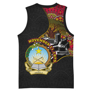 Angola Independence Day Basketball Jersey Black Red Flag Coat Of Arms Tribal Geometric