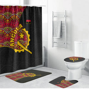 Angola Independence Day Bathroom Set Black Red Flag Coat Of Arms Tribal Geometric