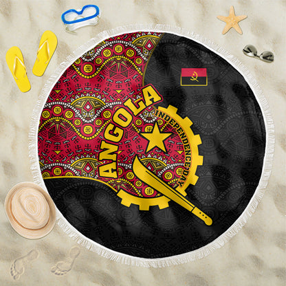Angola Independence Day Beach Blanket Black Red Flag Coat Of Arms Tribal Geometric