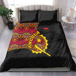 Angola Independence Day Bedding Set Black Red Flag Coat Of Arms Tribal Geometric