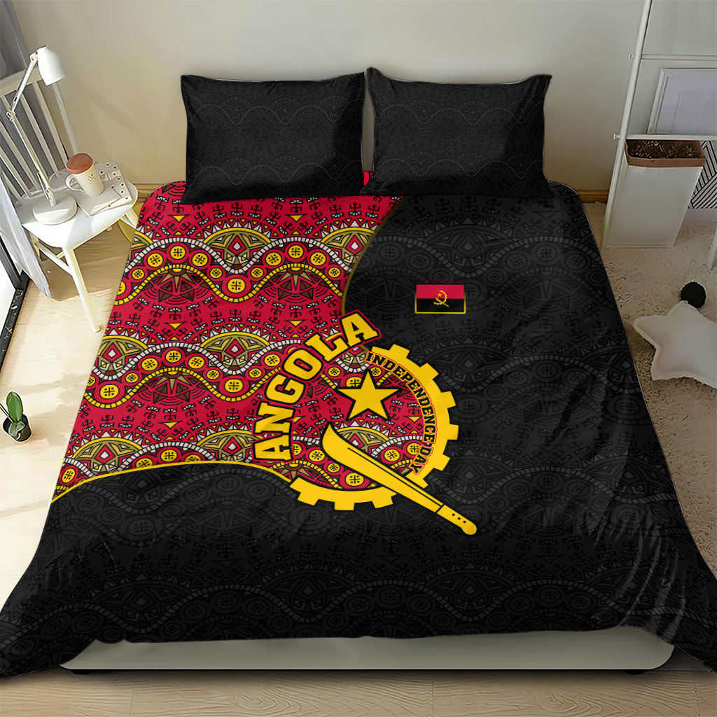 Angola Independence Day Bedding Set Black Red Flag Coat Of Arms Tribal Geometric