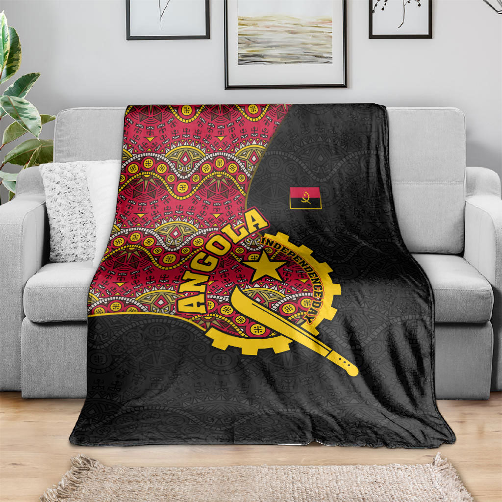 Angola Independence Day Blanket Black Red Flag Coat Of Arms Tribal Geometric