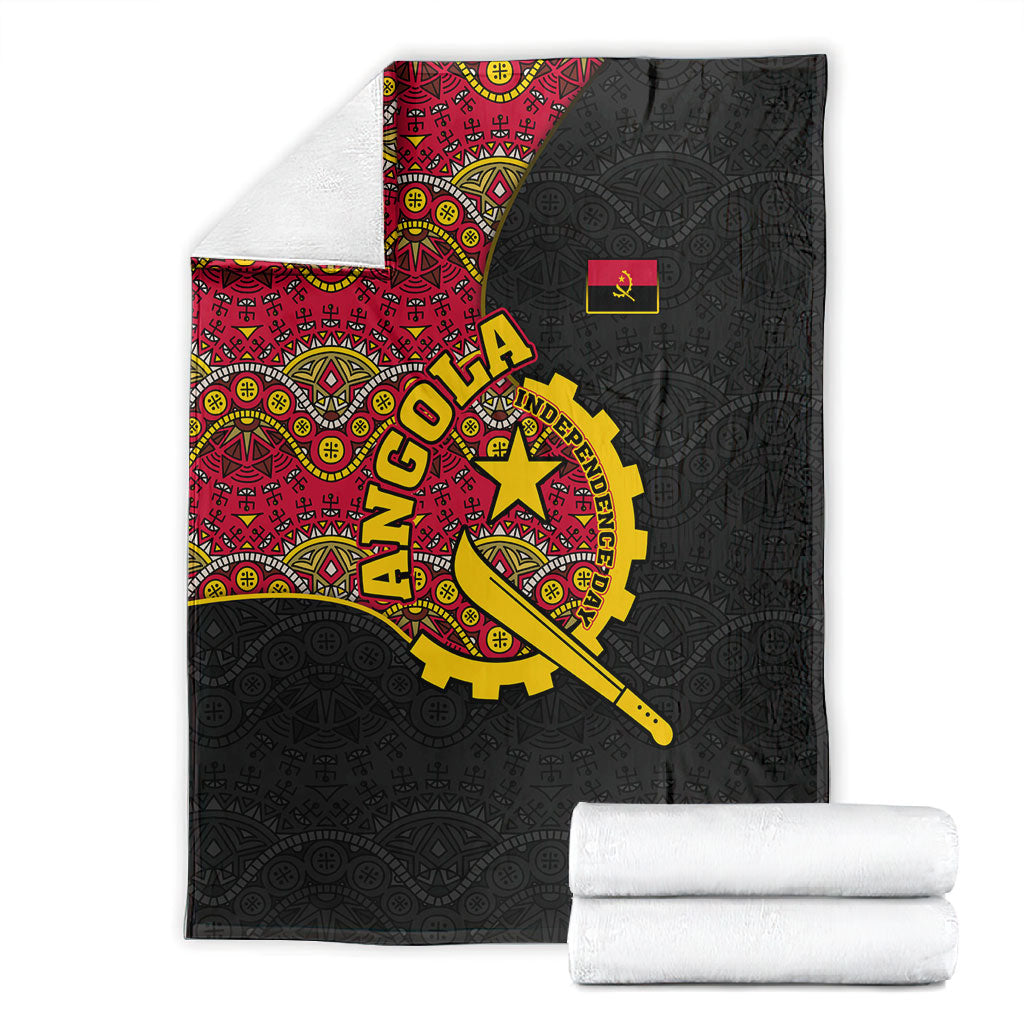 Angola Independence Day Blanket Black Red Flag Coat Of Arms Tribal Geometric