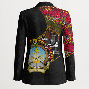 Angola Independence Day Blazer Black Red Flag Coat Of Arms Tribal Geometric