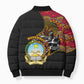 Angola Independence Day Bomber Puffer Jacket Black Red Flag Coat Of Arms Tribal Geometric