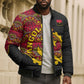 Angola Independence Day Bomber Puffer Jacket Black Red Flag Coat Of Arms Tribal Geometric