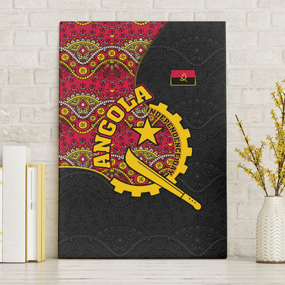 Angola Independence Day Canvas Wall Art Black Red Flag Coat Of Arms Tribal Geometric