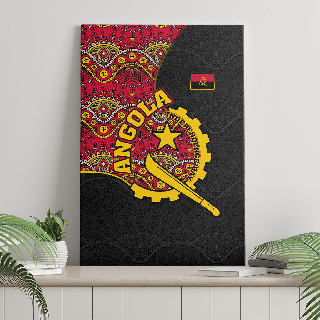 Angola Independence Day Canvas Wall Art Black Red Flag Coat Of Arms Tribal Geometric