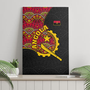 Angola Independence Day Canvas Wall Art Black Red Flag Coat Of Arms Tribal Geometric