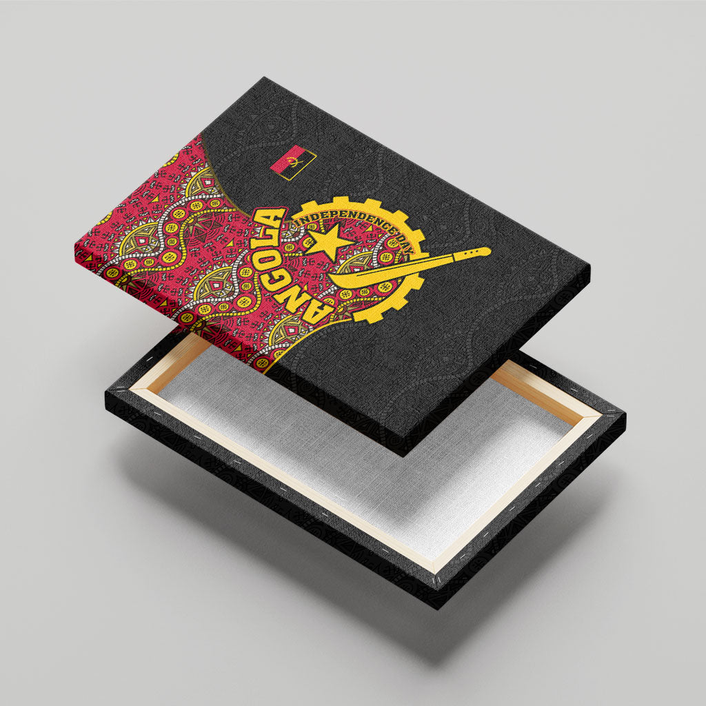 Angola Independence Day Canvas Wall Art Black Red Flag Coat Of Arms Tribal Geometric