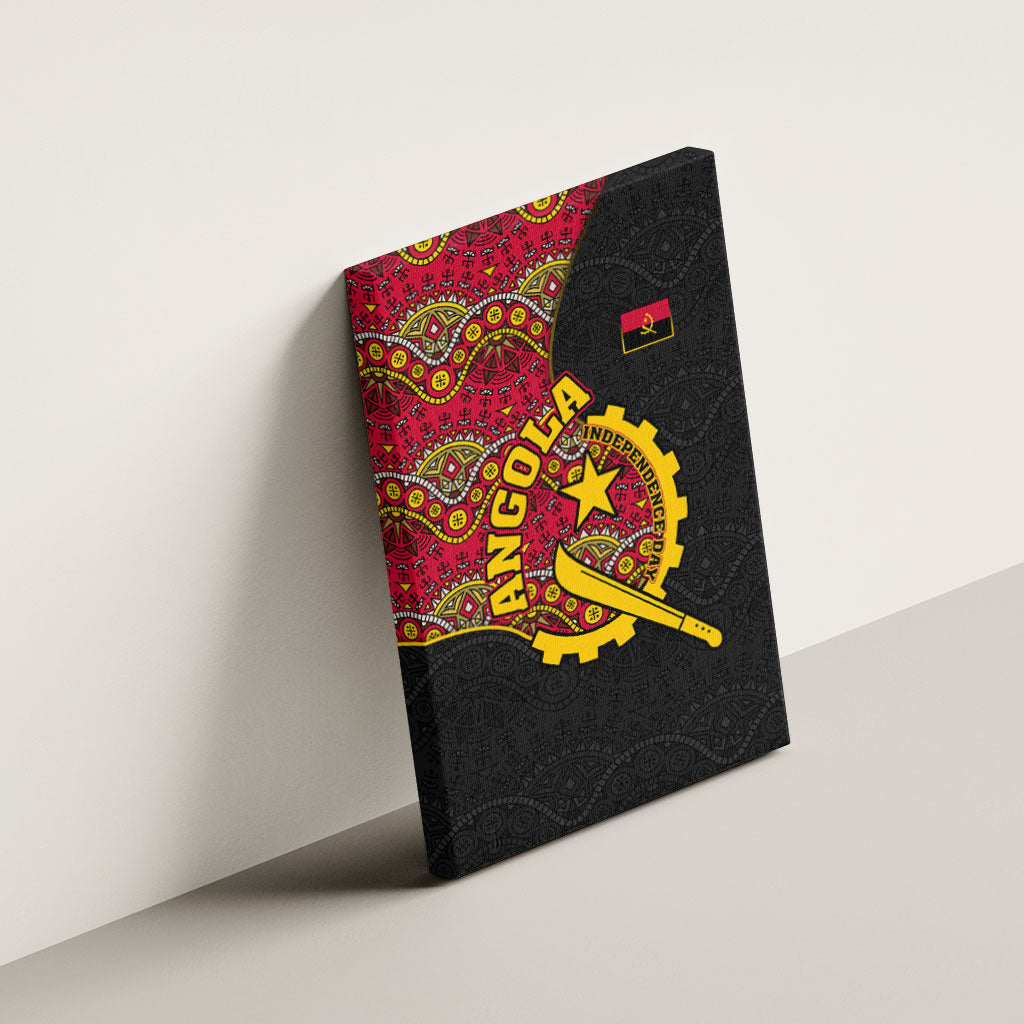 Angola Independence Day Canvas Wall Art Black Red Flag Coat Of Arms Tribal Geometric