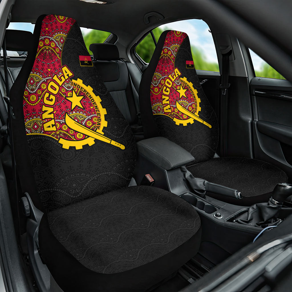 Angola Independence Day Car Seat Cover Black Red Flag Coat Of Arms Tribal Geometric