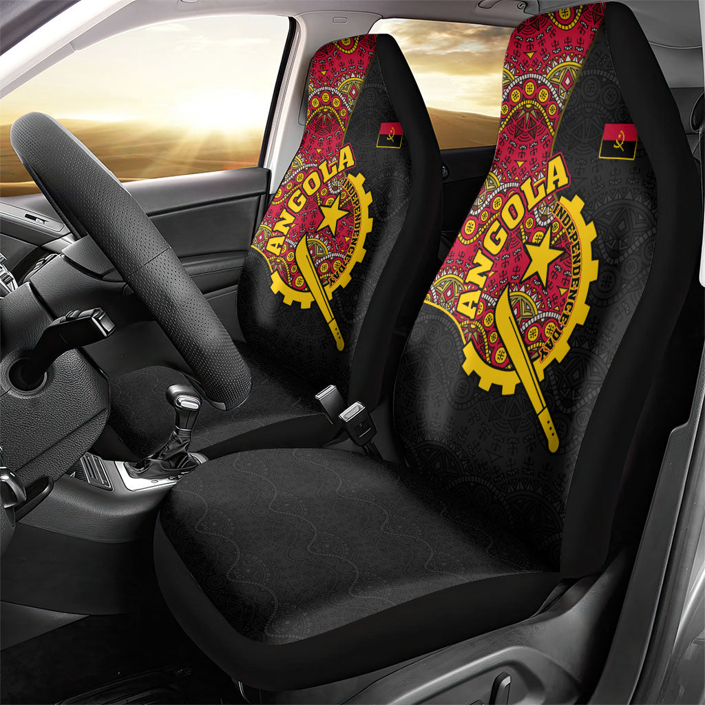 Angola Independence Day Car Seat Cover Black Red Flag Coat Of Arms Tribal Geometric
