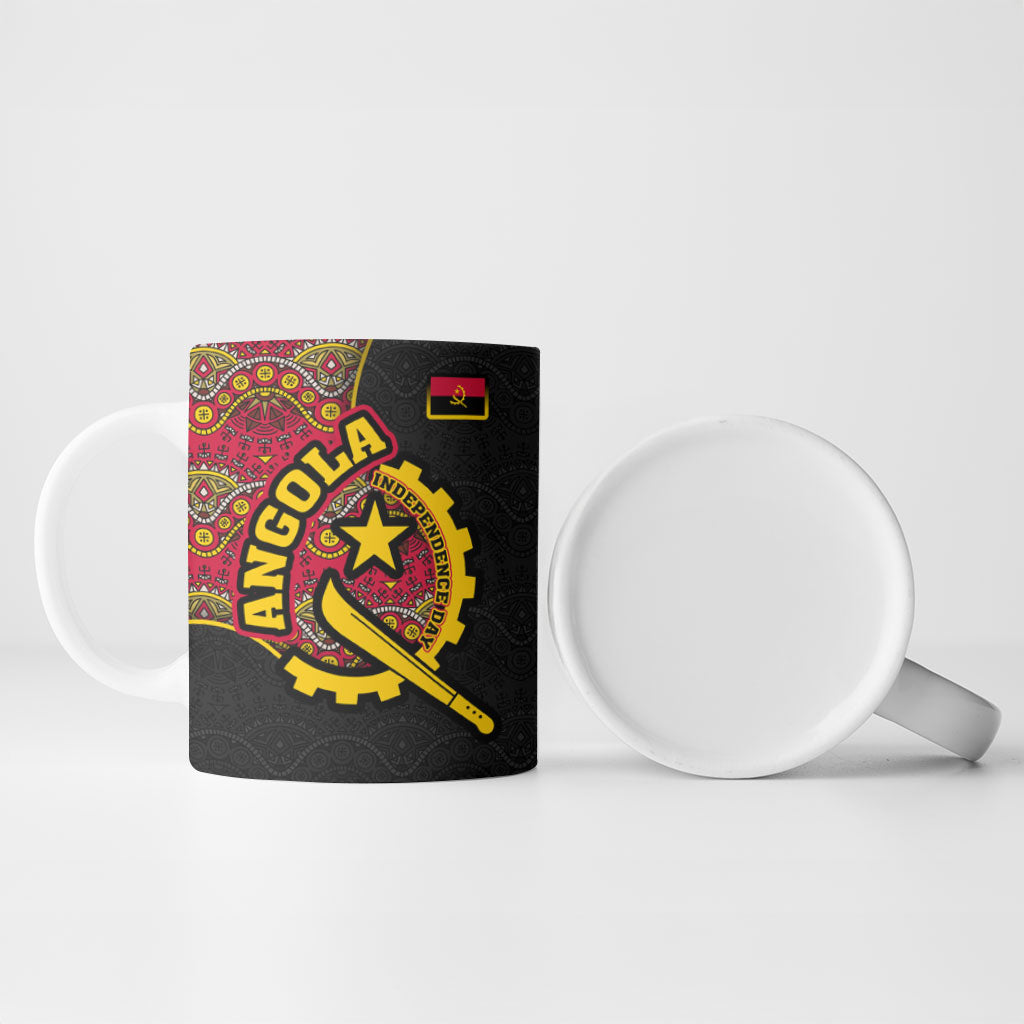 Angola Independence Day Ceramic Mug Black Red Flag Coat Of Arms Tribal Geometric