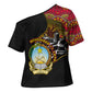 Angola Independence Day Cross Shoulder Shirt Black Red Flag Coat Of Arms Tribal Geometric