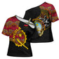 Angola Independence Day Cross Shoulder Shirt Black Red Flag Coat Of Arms Tribal Geometric