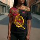 Angola Independence Day Cross Shoulder Shirt Black Red Flag Coat Of Arms Tribal Geometric