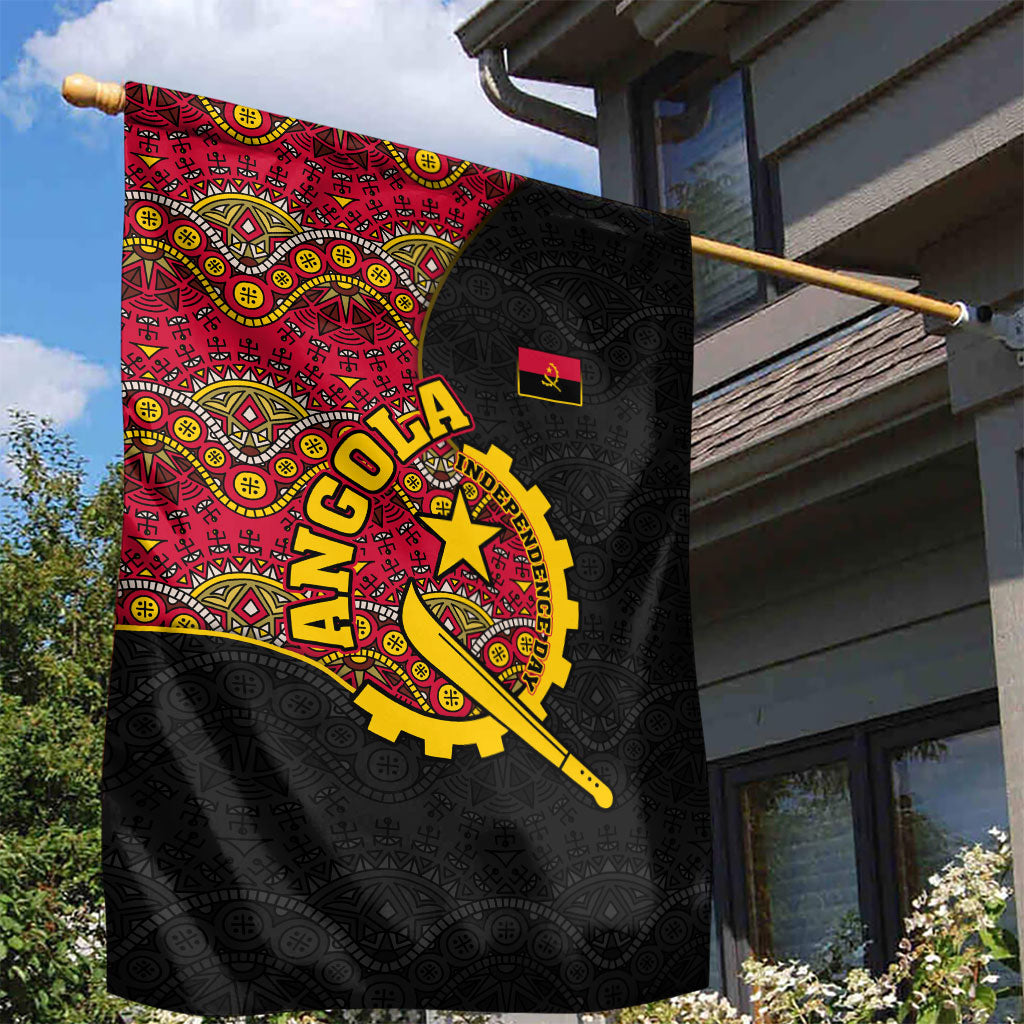Angola Independence Day Garden Flag Black Red Flag Coat Of Arms Tribal Geometric